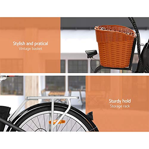 Phoenix Electric Bike, 26 Inch Ebike Mountain Road Electronic Bikes Electricbike Outdoor Adult Cycling Equipment, 6 Speed Powerful Brushless Motor Led Headlight Black