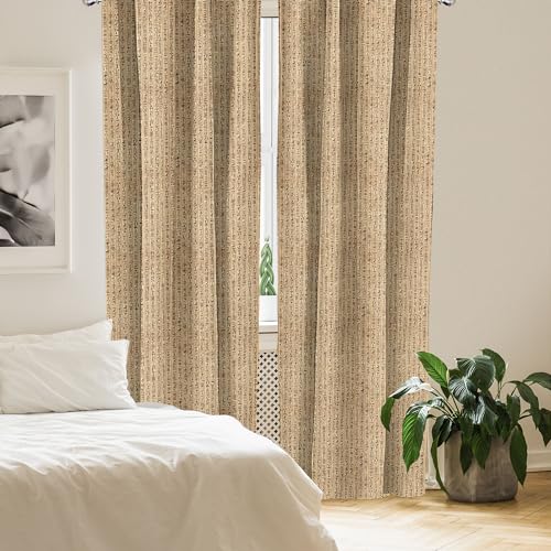Ambesonne Egyptian Print Window Curtains, Hieroglyphs Grunge Pattern on Stripes Archeology History Language, Lightweight Decorative Panels Set of 2 with Rod Pocket, 56" x 84", Sand Brown Black