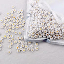 364 Pieces 4x7mm White Round Acrylic with Gold Alphabet Letter Beads (A-Z), Number and Heart Pattern Beads, 1 Elastic Roll for Jewelry Making, Bracelets Necklaces Key Chains