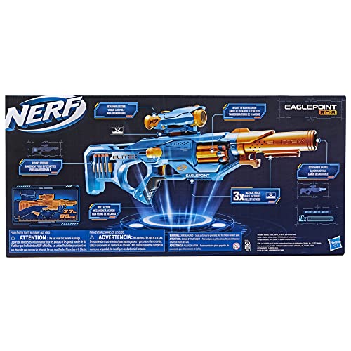 Nerf Elite 2.0 Eaglepoint RD-8 Blaster - 8-Dart Drum - Detachable Scope and Barrel - 16 Official Nerf Elite Darts - Bolt Action - Toys for Kids - Sport and Outdoor Toys - F0423