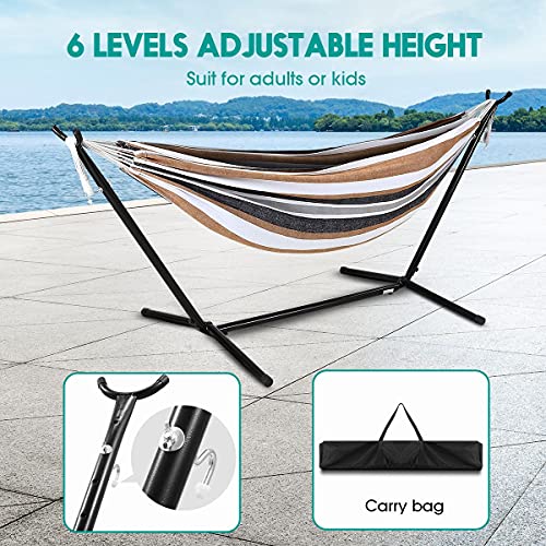 Portable Double Hammock with Stand Hanging Chair Outdoor Garden Beach Bed Travel Camping Gear Colourful