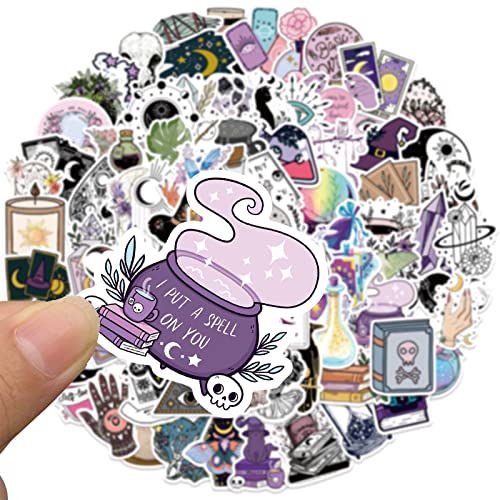 Wimarn 100Pcs Witch Stickers, Waterproof Vinyl Aesthetic Stickers for Laptop Scrapbook Skateboard Computer, Mixed Colorful Sticker for Teens Kids Girls Adults