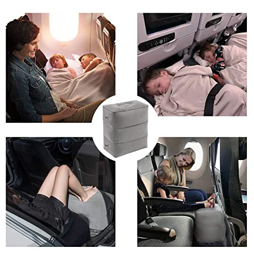 PEACESUN Inflatable Travel Foot Rest Pillow, Kids Airplane Bed, Adjustable 3 Layers Height Leg Rest Pillow, Adults Travel Essentials Great for Airplane, Office, Home, Trains, Cars ﹙Includes Giveaway﹚