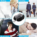 DAWNTREES Travel Pillow, Memory Foam Neck Pillows for Travel Airplane, Business Trip with Luxury Bag, Travel Essentials,Travel Kit with 3D Contoured Eye Masks, Earplugs.