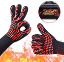 XUBAI BBQ Hot Resistant Gloves Kitchen Mitters Oven Pot Holder Silicone Non-Slip Glove with Fingers for Cooking Barbecue,Outdoor Camping 2 Pcs(Red)