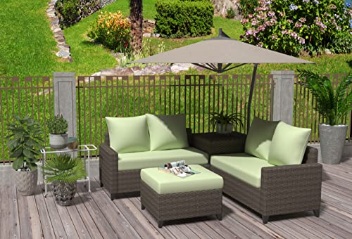 BOSSIMA Sunbrella Patio Furniture Cushions Comfort Deep Seat Glider Loveseat Cushion Indoor Outdoor Seating Cushions,Mixed White/Beige