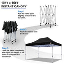 MASTERCANOPY Pop Up Canopy Tent Commercial Grade 10x15 Instant Shelter (Black)