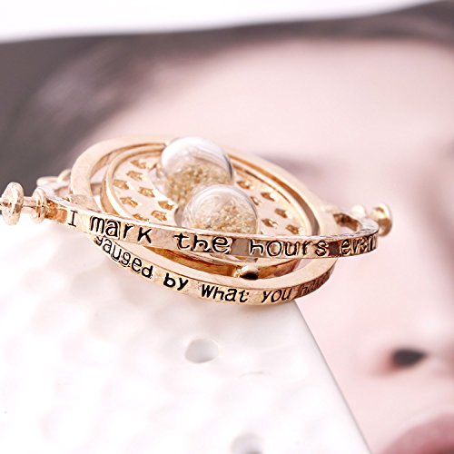 Harry Potter Gold Tone 3D Hourglass Necklace Pendant Time Turner Hermione Pendant Necklace Hermione Granger Rotating Spins Gold Plated Lover's Jewelry