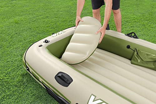 Bestway Hydro-Force Voyager X4 Inflatable 4 Person Water Raft Outdoor Floating Boat Set | Includes Inflatable Boat, Aluminum Oars, Hand-Pump and Carry Bag