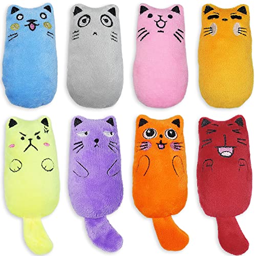 Catnip Toys, [8 PCS] Soft Plush Cat Nip Chew Toy for Indoor Cats, Interactive Kitten Pillow Kitty Teething Toy