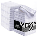 Zeppoli Wash Cloth Kitchen Towels, 24-Pack, 100% Natural Cotton Bath Towels, 12 x 12 Hand Towels, Commercial Grade Washcloth, Machine Washable Cleaning Rags, Wash Cloths for Bathroom
