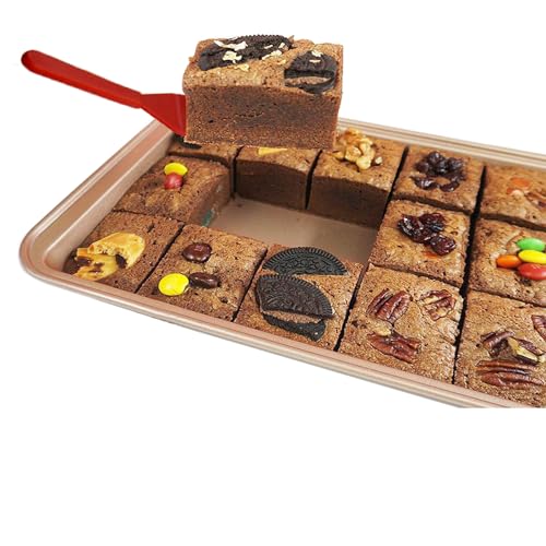 ZCOINS Brownie Pan with Dividers, Non-Stick Brownie Tray Square Cake Mould Brownie Ovenware Cookware Bakeware,18-Cavity and 12 * 8 inches(Champagne Gold)