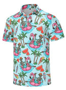 Pumwvls Men's Polo Shirts Funny Golf Shirts for Men Dry Fit Short Sleeve Print Performance Moisture Wicking Polo Shirt, Hawaiian, X-Large