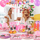 Makeup Birthday Party Supplies,165pcs Spa Party Decorations&Tableware Set-Spa Party Plates Napkins Cups Tablecloth Balloons Banner Photo Booth Props etc Spa Birthday Supplies for Girls Kids Adults