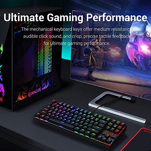 Redragon K552-RGB-BA Mechanical Gaming Keyboard and Mouse Combo Wired RGB LED Backlit 60% with Arrow Key Keyboard & 7200 DPI Mouse for Windows PC Gamers (Tenkeyless Keyboard Mouse Set)