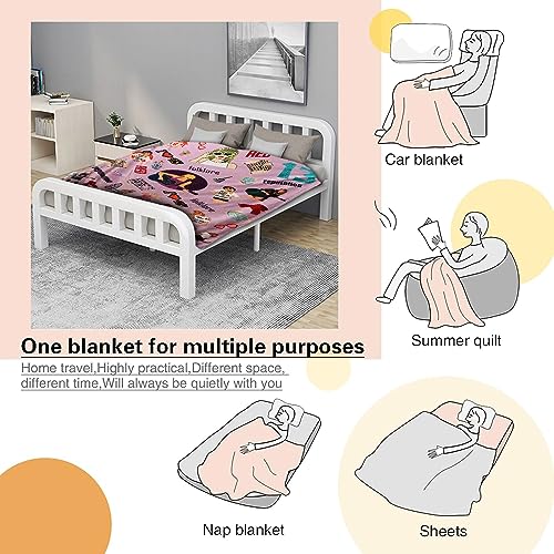 Artlunar Singer Inspired Throw Fleece Blanket Gifts for Music Lovers Women Girls, Cozy Travel Blanket Perfect for Sofa Bed  (Purple-6042, 60" x 50")