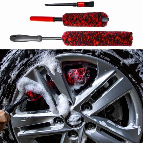 bzczh Metal Free Soft Wheel Cleaner Brush, Synthetic Wool Car Cleaning Brush, Highly Water Absorption, Dense and Durable Tire Brush for Cleaning Wheels, Rims, Spokes, Fenders, Engines…