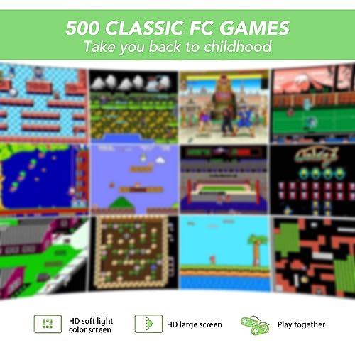 PTEROMYS Retro Handheld Game Console with 500 Classical FC Games-2.8 Inches Screen Portable Video Game Consoles (Game-Green)