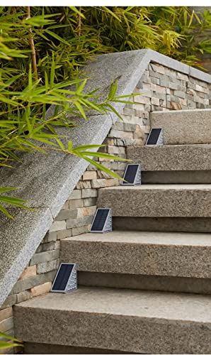 ZONGXFF LED Solar Stair Light, Outdoor Step Light,Solar Step Light Outdoor Waterproof, Wiring-Free, Automatic on/Off, Cool White 6-Piece Light All Night for Garden Driveway…