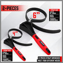 Rubber Strap Adjustable Wrench Set: 2-Piece Oil Filter Pipe Jar Opener 4"-6-3/8" Strong Grip Plumbers Universal Spanner Drain Sewer Cap Sink Pliers Socket Nut Shower Head Valve Faucet Removal