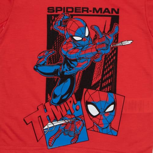 Marvel Spider-Man Comics Peter Parker Boys 3-Pack Short Sleeve T-Shirt Bundle Set for Kids, Black/Red/Blue, 10-12