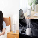 JISULIFE Small Humidifier, 500ml Portable Travel Humidifier, 3600mAh Battery Operated Humidifier for Car Desk Home Office, Auto Shut-Off, Dual Mist Ports, Whisper Quiet (White)