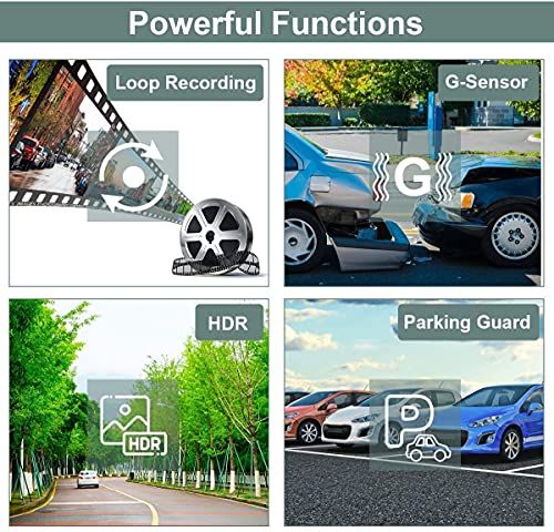 Dash Cam Front and Rear, Dash Camera for Cars 1080P Full HD Dual Dash Cam 3" IPS Screen in Car Camera Front and Rear Night Vision,170°Wide Angle Motion Detection Parking Monitor G-Sensor(with SD Card)