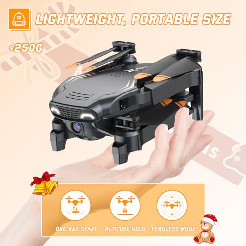 Heygelo S90 Drone with Camera for Adults, 1080P HD Mini FPV Drone for Kids Beginners, Foldable RC Quadcopter Toys Gifts for Boys Girls with Altitude Hold, Gravity Control, 2 Batteries and Carry Case