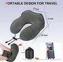 Epzia Memory Foam Travel Pillow with Hood, Adult Airplane Portable Neck Pillow for Head Rest Neck Support, Office Cars Trains Long Flights Travel Sleeping (Deep Grey)