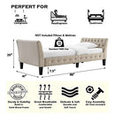 Rosevera Milagros Upholstered Button Tufted Fine Polyester Easy aseemble with Wooden Legs Twin Size Daybed Sleeper Couch for Living Room Bedroom, Day Bed Without Backer, Warm Beige