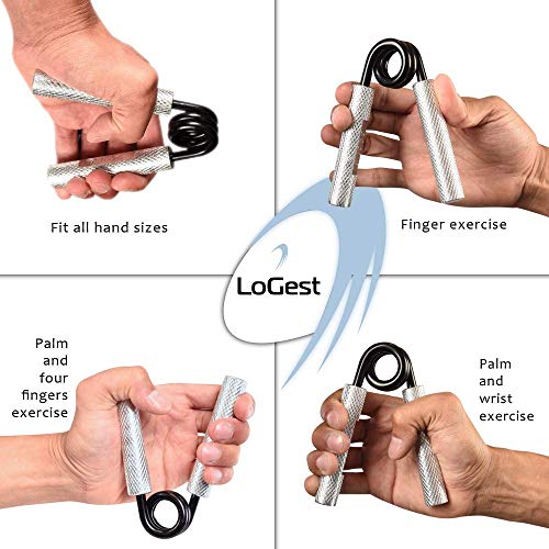 Logest Metal Hand Grip Strengthener 100LB-350LB No Slip Heavy-Duty Grip Strengthener with Gift Box, Great Wrist & Forearm Hand Exerciser, Home Gym, Hand Gripper Grip Strength Trainer (Silver - 100LB)