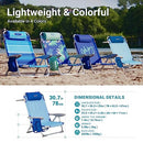 #WEJOY 2 Pack Reclining Lightweight Beach Chair, 4-Position Aluminum Folding Beach Chairs for Adults with Headrest Carry Strap Cup Holder Side Pocket for Outdoor Camping Lawn