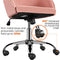 Yaheetech Velvet Desk Chair, Makeup Vanity Chair with Adjustable Tilt Angle, Modern Swivel Office Chair Upholstered Armchair Study Chair for Living Room and Makeup Room Pink