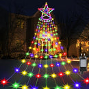 Christmas Lights Outdoor Decorations, 360LED Waterfall Christmas Tree Lights with IP44 Waterproof Plug in,8 Mode Twinkle Festoon Fairy Star String Lights for Indoor Yard Patio Party Wedding(Colourful)