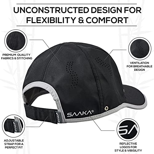 SAAKA Men's All Sports Hat | Lightweight & Quick Dry | Best for Tennis, Running, Golf & Sports (Black)
