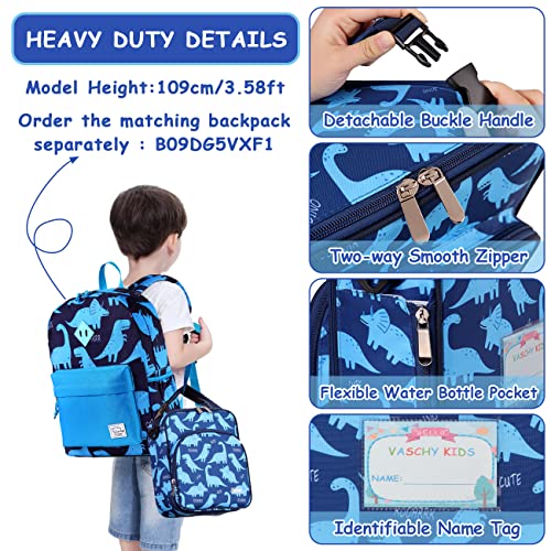 Dinosaur Lunch Bag for Boy,VASCHY Insulated Reusable Lunchbox Tote Cooler Bags for Toddler Kids for School, Picnic with Detachable Shoulder Strap Blue