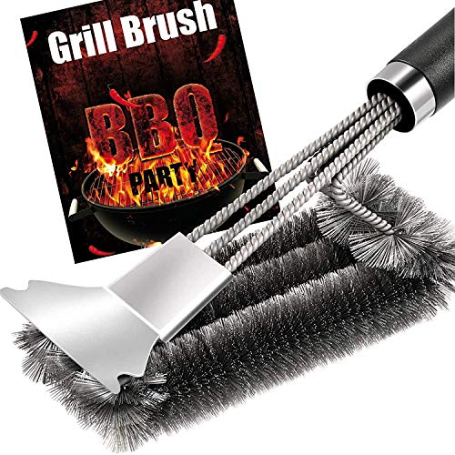 Grill Brush and Scraper - Quick Easy Safe BBQ Grill Steam Cleaning Stainless Steel Brush - Best for Weber Gas, Charcoal, Porcelain, Cast Iron, All Grilling Grates