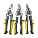 NUZAMAS 3 Piece Set Aviation Tin Snips Straight Left Right Angled Cut Thin Steel Sheet Metal Cutters