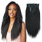 Lovrio Yaki Stright Real Remy Clip in Hair Extensions 9A Grade 100% Virgin Brazilian Hair 7 Pieces Double Weft for full Head Natural Color for Black Women YK 14"