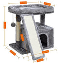 SIYIPURR Small Cat Tree for Indoor Cats，Cat Tower with Cat Scratching Post and Board，Cat House with Cat Perch for Kitten, Cat Condo,Stable Cat Stand (Light Grey)