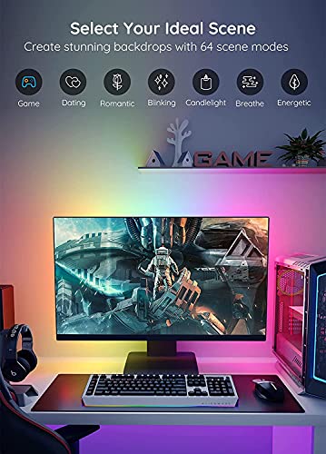 Govee RGBIC TV Light Strip, 2m/6.56ft TV LED Backlight Strip for 30-50 inch TV, USB LED Strip with APP Control, Color Changing by Sync to Music, RGBIC LED Lights for TV PC Monitor Gaming Room