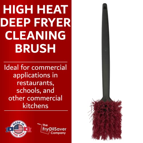 FryOilSaver Co. High Heat Deep Fryer Cleaning Brush | Professional 20“ Pot and Fryer Brush with Long Handle | Withstands Heat Up to 425 F / 218 C | Model FRY-12116