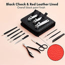 FAMILIFE Manicure Set Manicure Kit Nail Clippers - 13PCS Nail Kit Mens Grooming Kit Pedicure Set Professional Manicure Set Stainless Steel Gifts for Men Black Red Travel Case Nail Care Gifts For Women