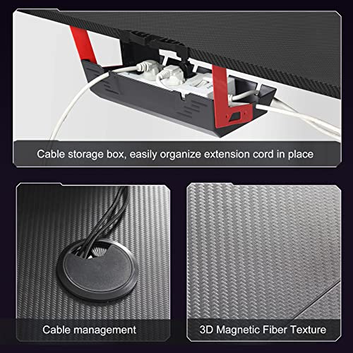 Computer Gaming Desk RGB LED:L-Shape Larger Game Table 160cm x 100cm Carbon Fiber Black Desktop Gamer Desks with 6 Colors 8 Modes RGB Durable Headphone Hook and Cup Holder for Home Office,Right