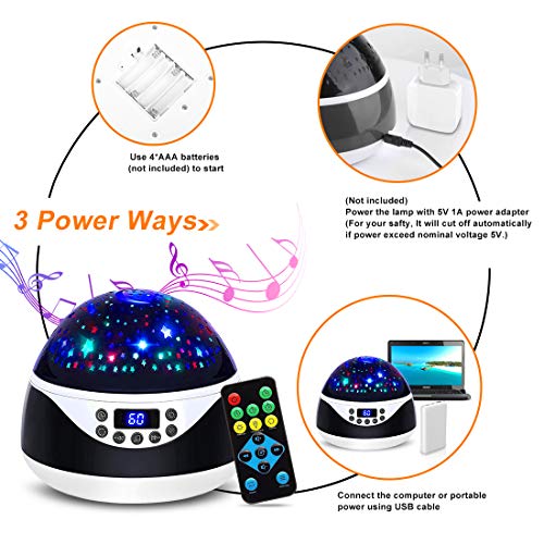 Night Light with Music & Timer, MOKOQI Star Light Projector - Sound Machine for Baby Sleeping, Birthday Gifts for Girls Boys 1-6-12, Remote Control Projection Lamp Invited Colour Starry Sky to Home