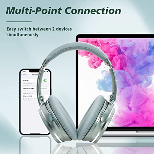 Srhythm NiceComfort 25Pro Active Noise Cancelling Headphones Wireless, Bluetooth Headset with Low Latency Mode