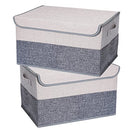 2 Pack Foldable Storage Cube Bins Boxes with Lids and Handles Baskets Linen Organizers Stackable Box Clothing for Laundry Nursery Closet Toys Shelves Clothes Bag Container 29L, TOJUNE (Gray + Beige)