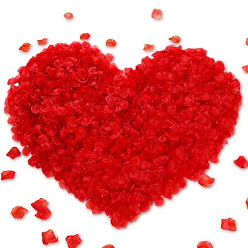 1000 pcs Artificial Silk Rose Petals for Romantic Propose Wedding Valentine's Day Anniversary Hen Party Engagement Party Decoration Flowers Confetti Fake Roses Petals (Red)