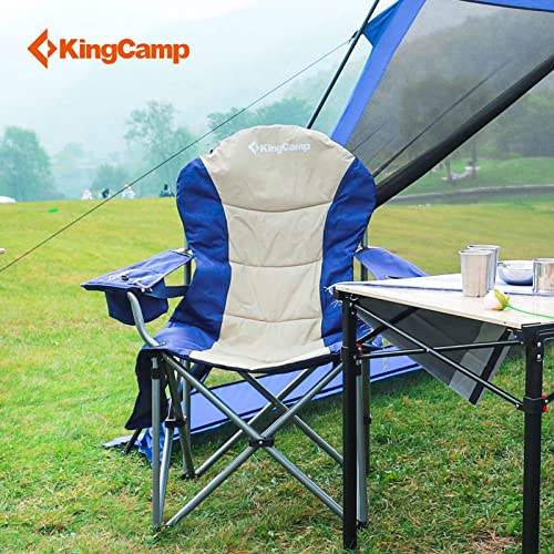 KingCamp 2 Pcs Adjustable Lumbar Support Camping Chairs with Cooler Bag, Folding Camping Chair for Adults with Adjust Armrest, Camp Chair Cup Holder Side and Head Pocket for Picnic Fishing,Max 353lbs