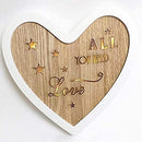 SHATCHI LED Light Up Wooden Heart Shape Table Frame Love Plaque Standing Christmas Home Office Desktop Decorations, White & Brown